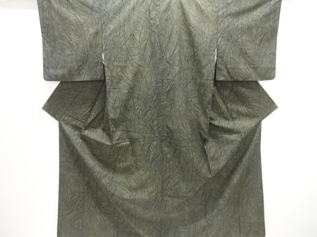 枝葉模様織り出し手織り紬着物